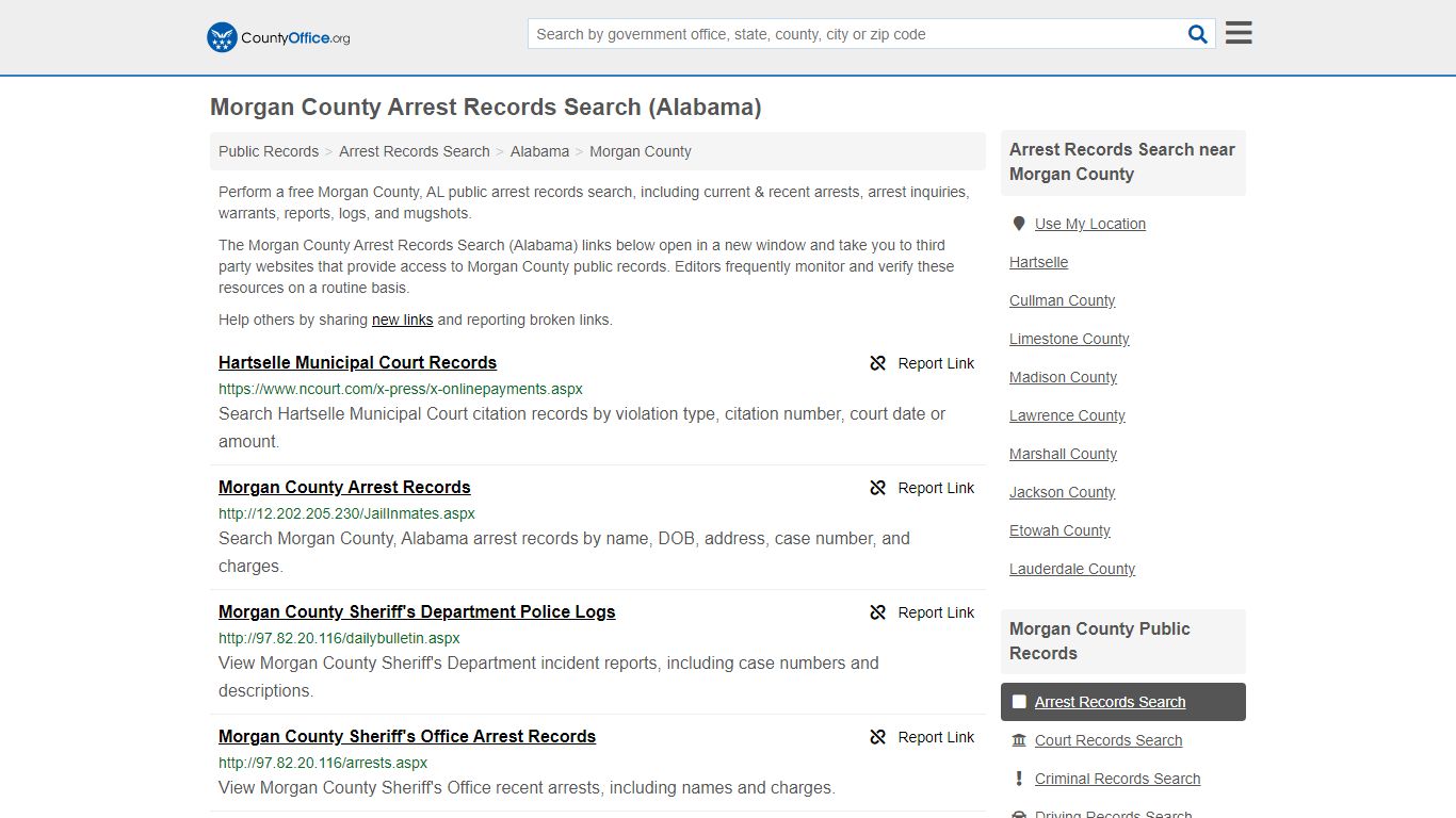 Morgan County Arrest Records Search (Alabama) - County Office