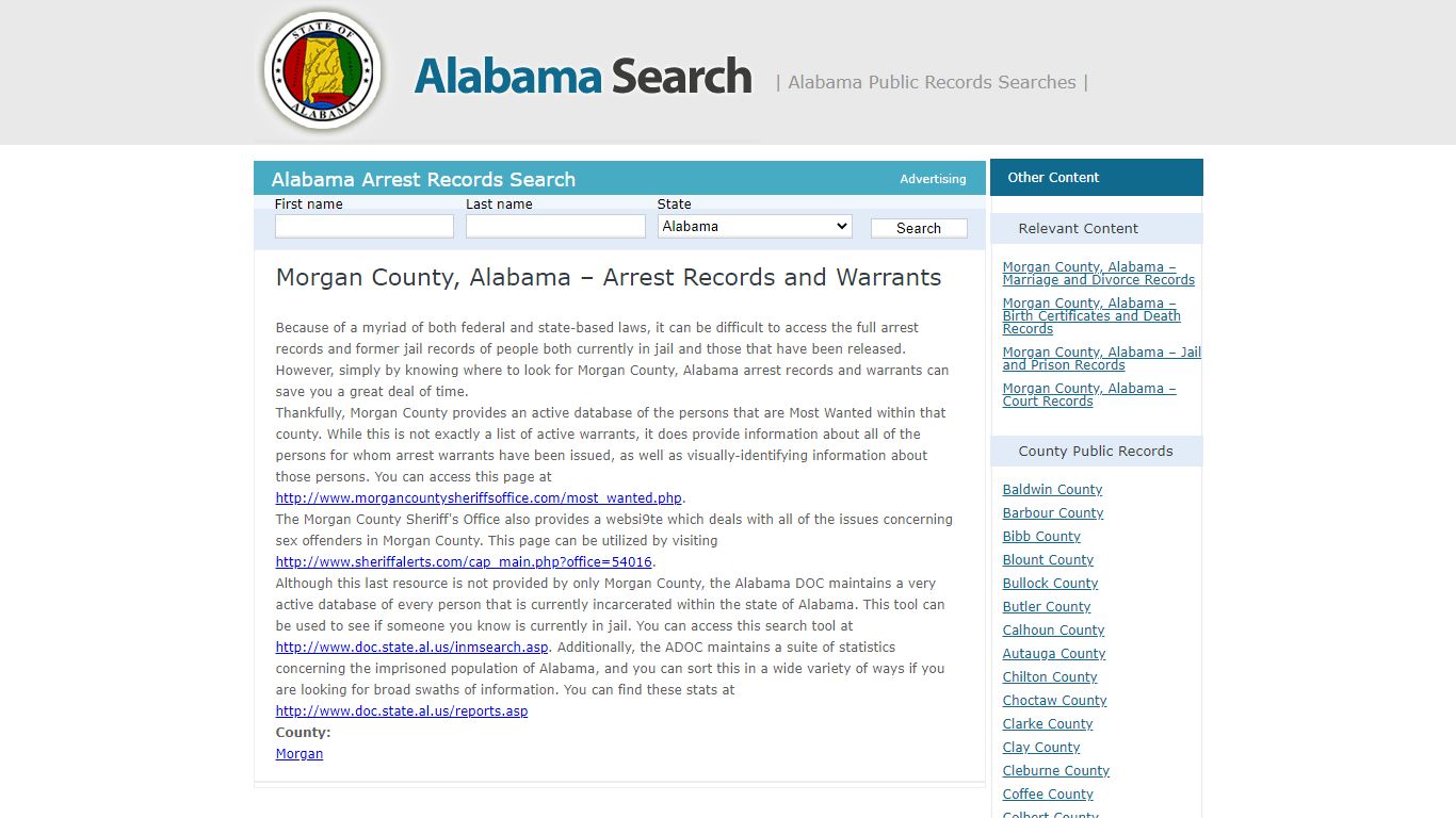 Morgan County, Alabama – Arrest Records and Warrants ...