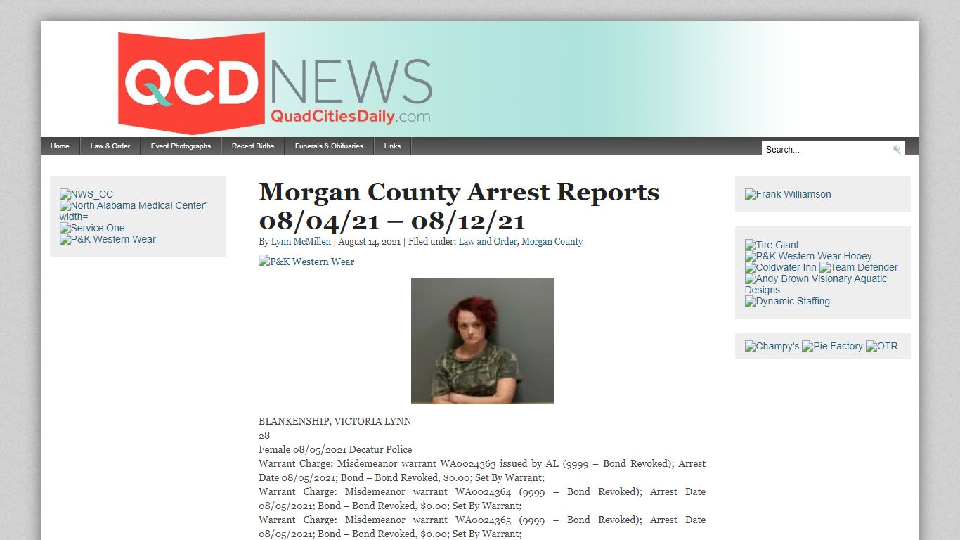 Morgan County Arrest Reports 08/04/21 – 08/12/21